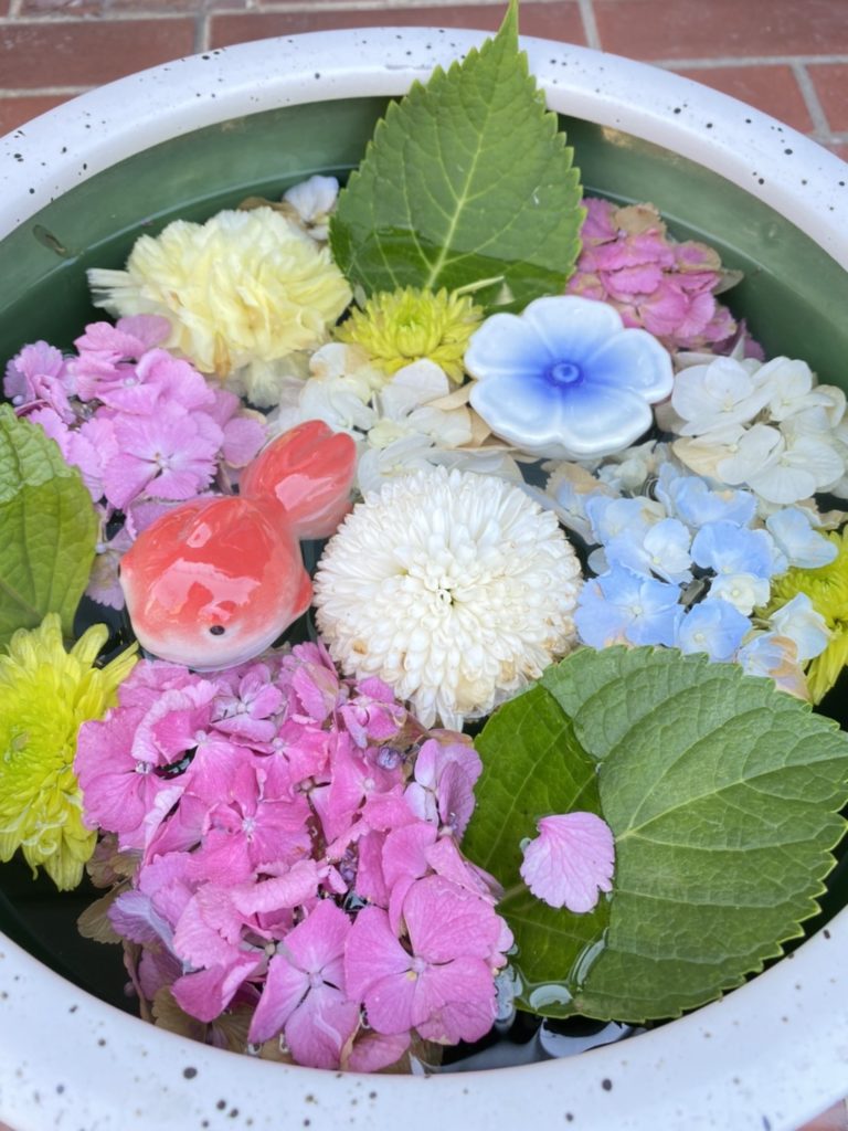 シャロン花手水